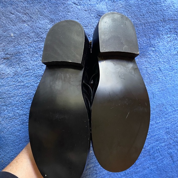 Black Cut-Out combat Ankle Boots with Gold Accents unbranded - Picture 5 of 5